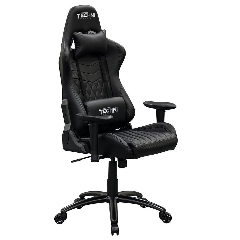 Maincraft Black PU Leather Ergonomic Adjustable Seat Height Swivel