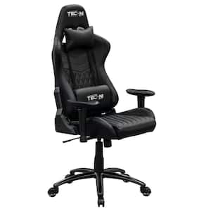 Black PU Leather Ergonomic Adjustable Seat Height Swivel Racing Gaming Office Chair with Arms