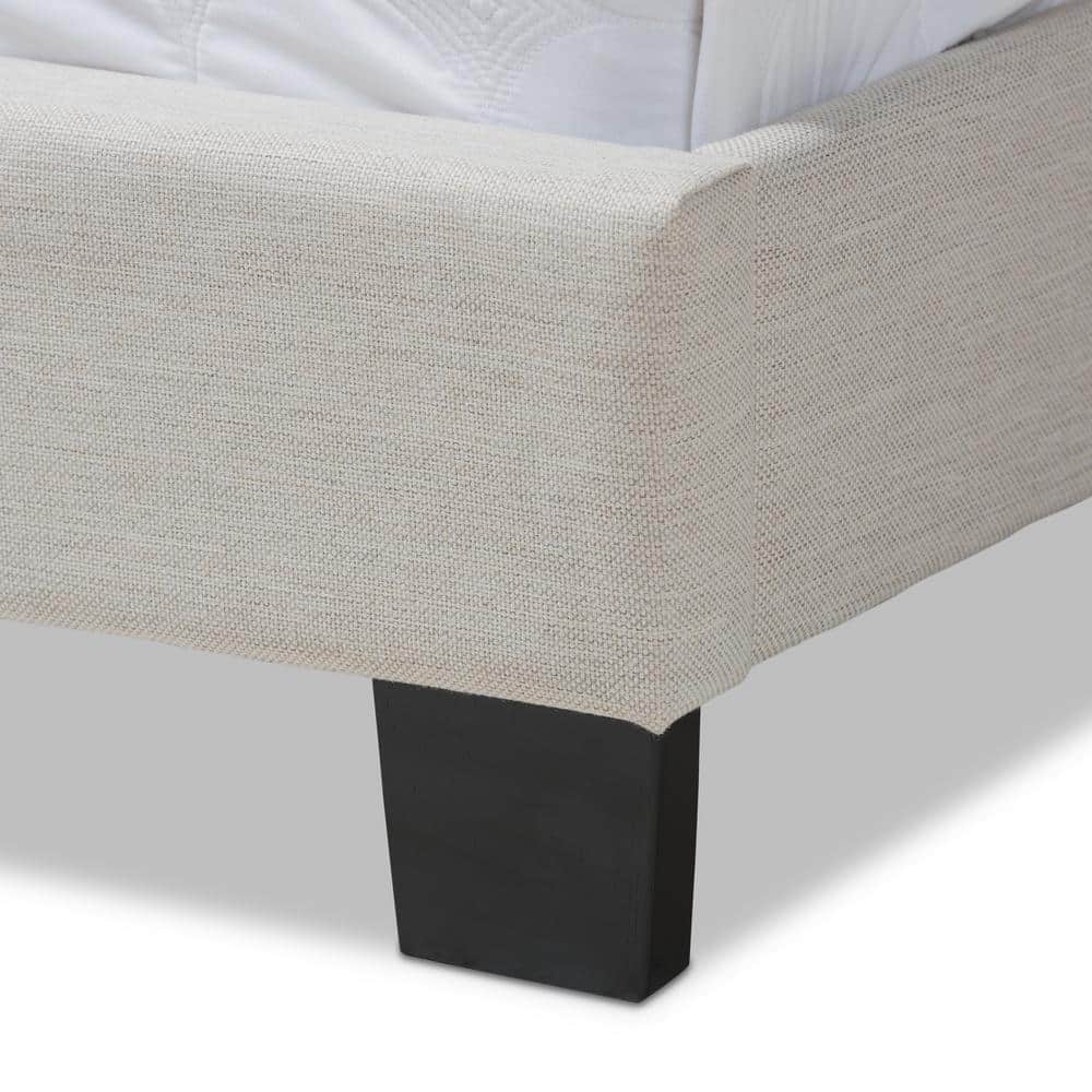 Vivienne King-Sized Light Beige Tufted Upholstered Bed with Wood Frame