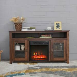 55 in. Freestanding Electric Fireplace TV Stand in Walnut