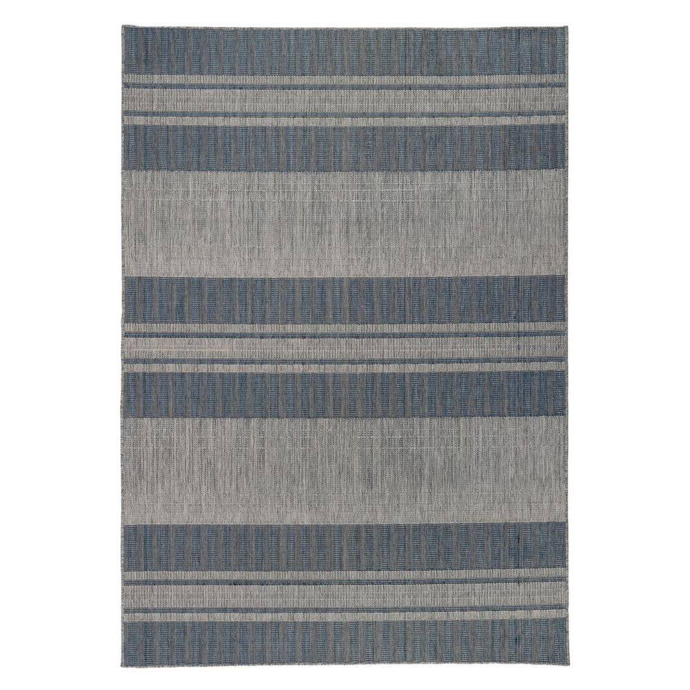 Blue, Gray 9 ft. x 12 ft. Loomed Striped Polypropylene Rectangle Indoor/Outdoor Area Rug price history on PriceWatchPro