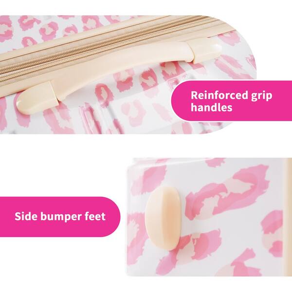 Tatahance 3-Piece Pink Leopard Hardside Spinner Luggage Set