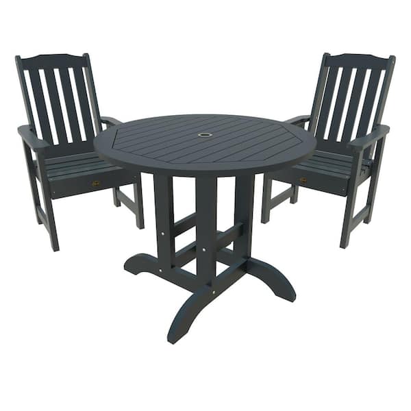 Highwood Springville 3-Pieces Round Recycled Plastic Outdoor Dining Set