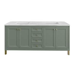 Chicago 72.0 in. W x 23.5 in. D x 34 in. H Bathroom Vanity in Smokey Celadon with Arctic Fall Solid Surface Top