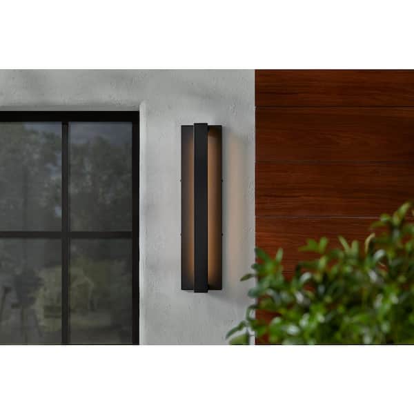 Home Decorators Collection Archer 24 in. Black Integrated LED Outdoor Wall Light Fixture