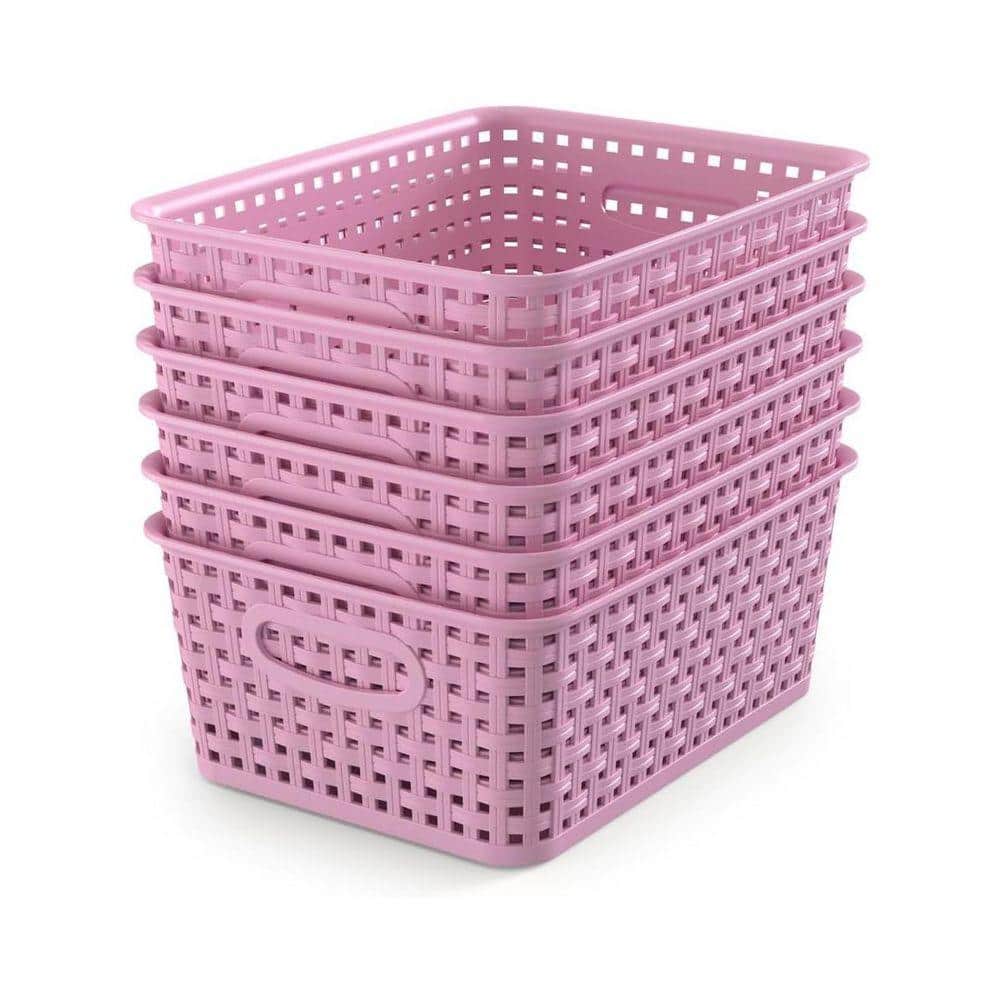 薄紫 メッシュ収納バスケット 4個セット Purple 10 in. x 4 in. Plastic Decorative Basket Set of 6