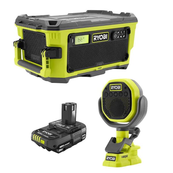 ONE+ 18V Cordless 2-Tool Combo Kit with Hybrid VERSE LINK Stereo, VERSE Clamp Speaker, 2.0 Ah Battery, and Charger