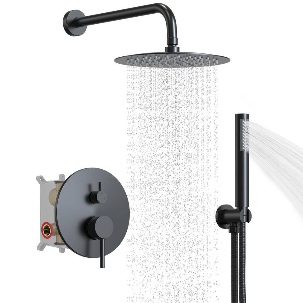 CRANACH Double Handle 2Spray Round Shower Faucet 2.5 GPM with High Pressure in Matte Black