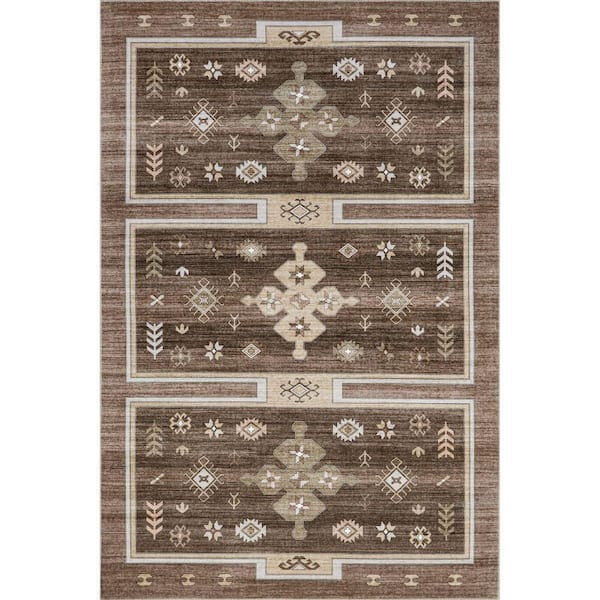 RUGS USA Briar Geometric Machine Washable Dark Brown 8 ft. x 10 ft. Indoor/Outdoor Patio Rug