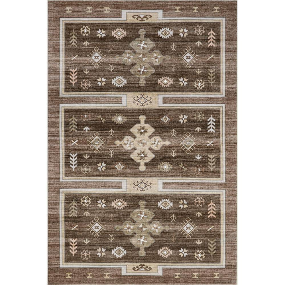 Lauren Liess Briar Geometric Machine Washable Dark Brown 10 ft. x 14 ft. Indoor/Outdoor Patio Rug -  RUGS USA, BIRV101A-960136