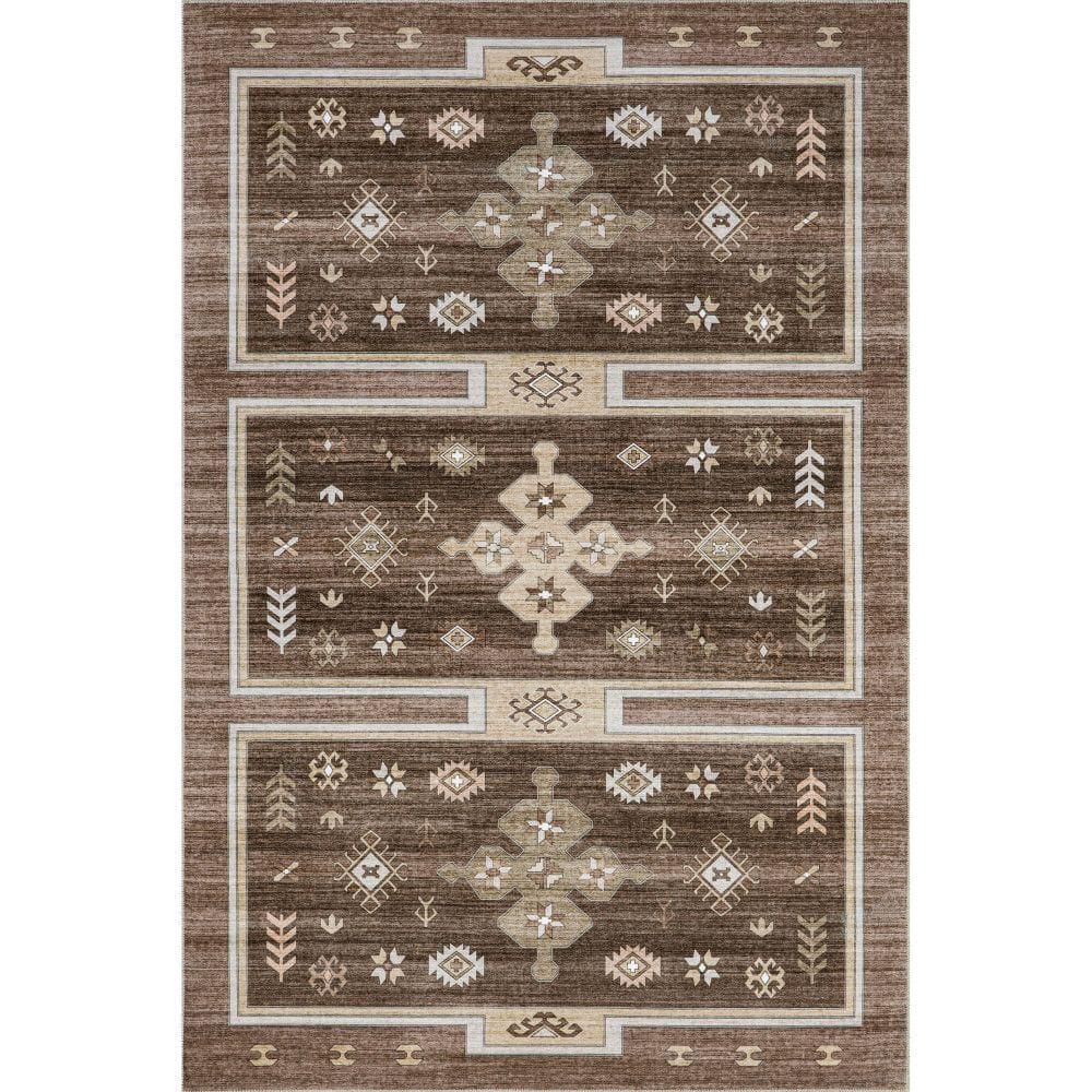 RUGS USA Briar Geometric Machine Washable Dark Brown 10 ft. x 14 ft ...