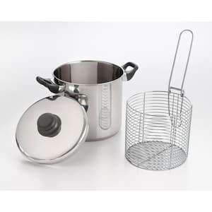3-Piece 6 Qt. All-In-One Stainless Steel Stovetop Deep Fryer and Stock Pot with Lid