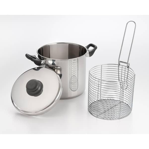HEMOTON Stainless Steel Fry Pot with Lid and Basket Stove Top Deep Fryer  (Diameter: 9.6 in Height: 11in)
