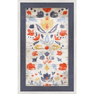 Folk Flora Panel I Framed Giclee Floral Art Print 14 in. x 24 in.