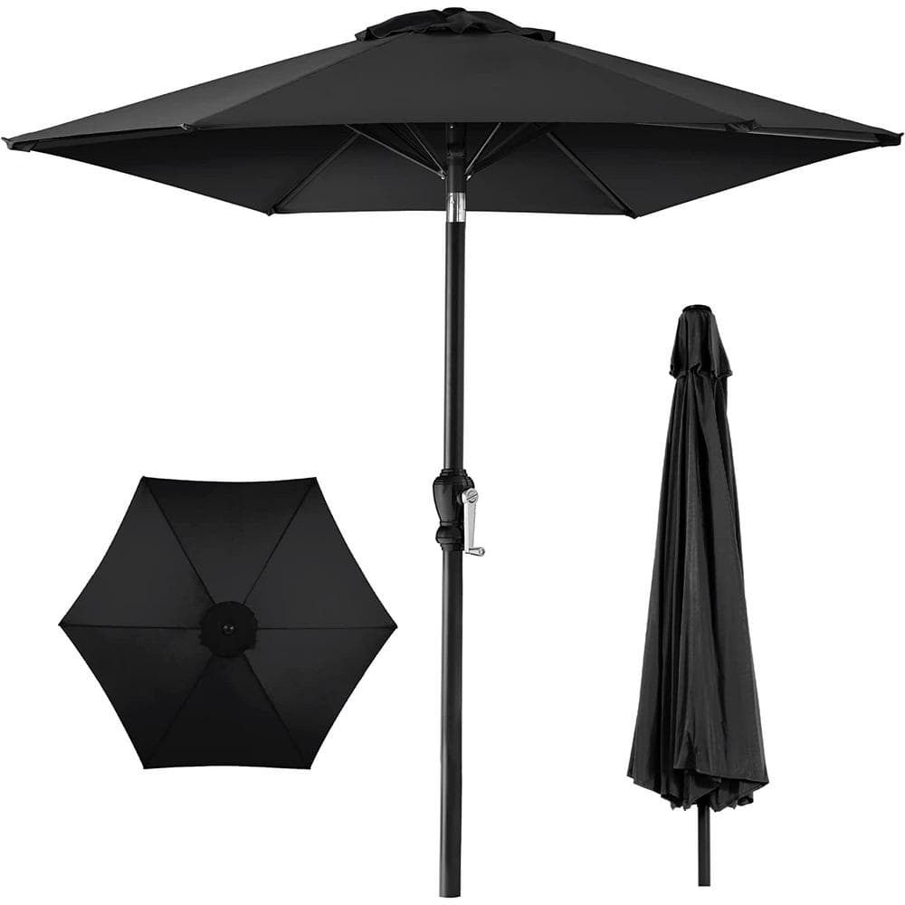10ft Outdoor Steel Polyester Market Patio Umbrella w/Crank, Easy Push Butto