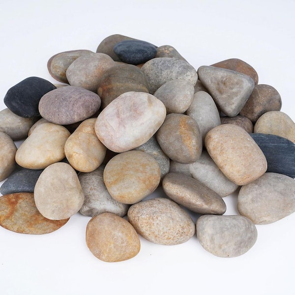 12 in. x 10.5 in. x 9 in. Oval Multi-Color Natural Step Stone Box Decorative River Rocks Landscaping Supply 1-Piece