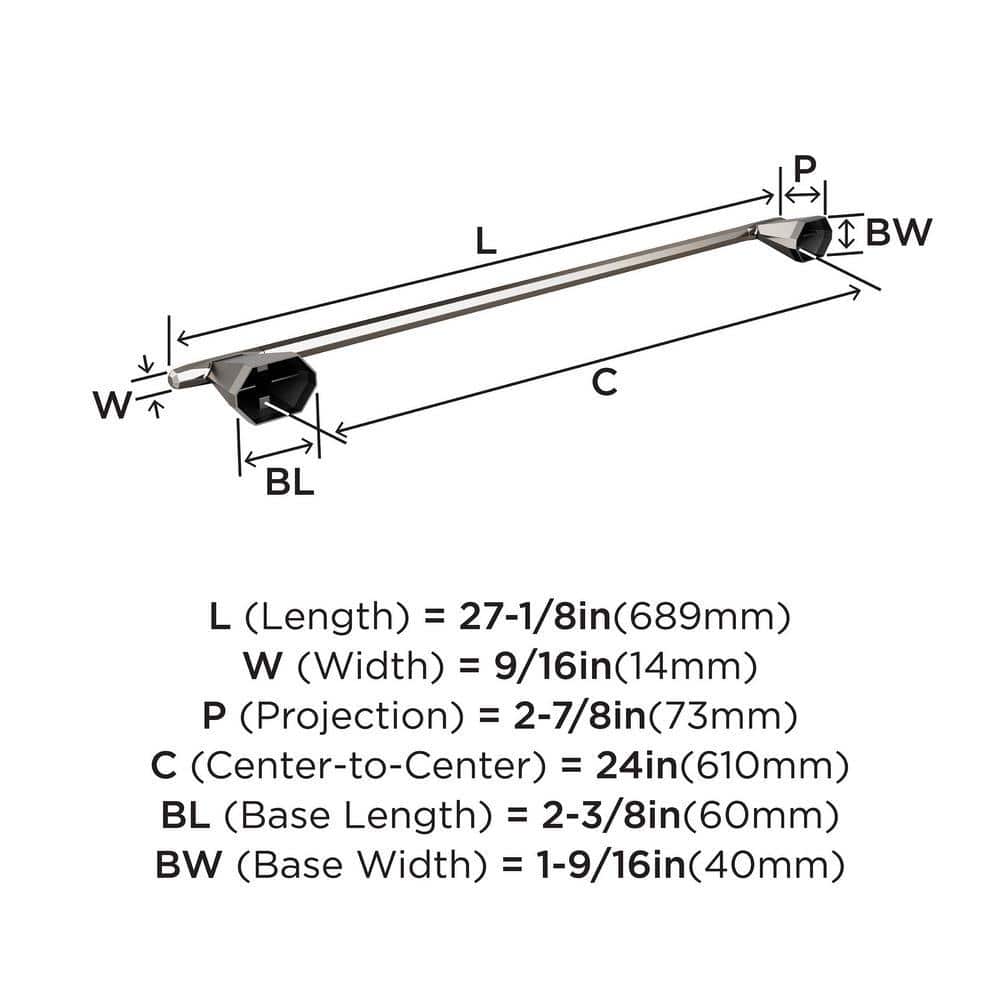 St. Vincent Brushed Nickel 24 inch Wall Mounted Towel Bar