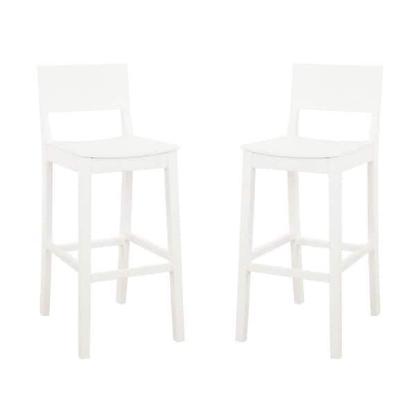 Linon Home Decor Parker 30 in. White Low Back Wood Bar Stool with Wood Seat (Set of 2)
