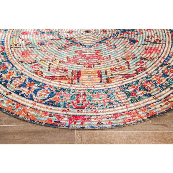 Anji Mountain Chaloon Multi Colored 4, 4 Ft Round Rugs Uk