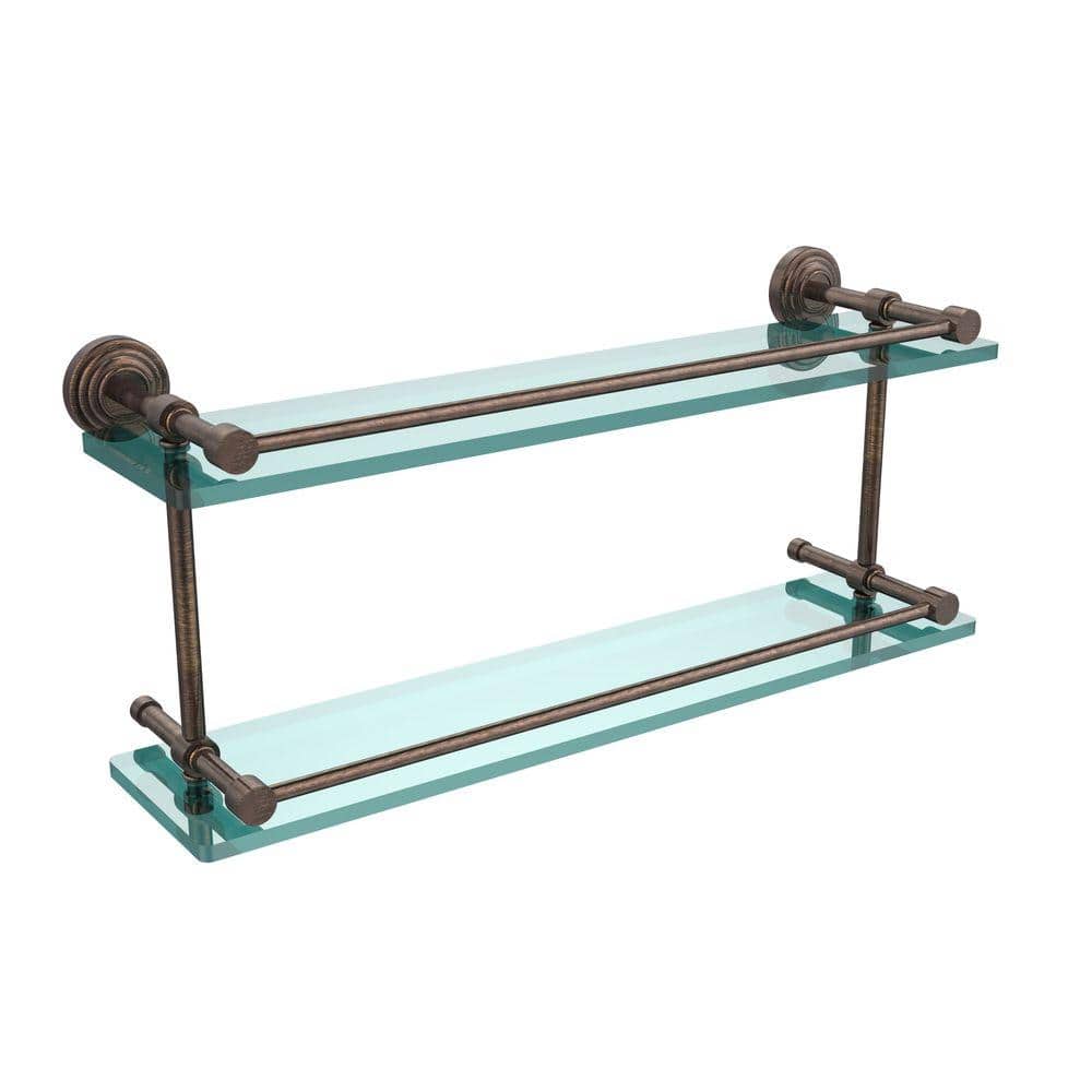 Allied Brass Waverly Place 22 in. L x in. H x in. W 2-Tier Clear Glass  Bathroom Shelf with Gallery Rail in Venetian Bronze WP-2/22-GAL-VB The  Home Depot