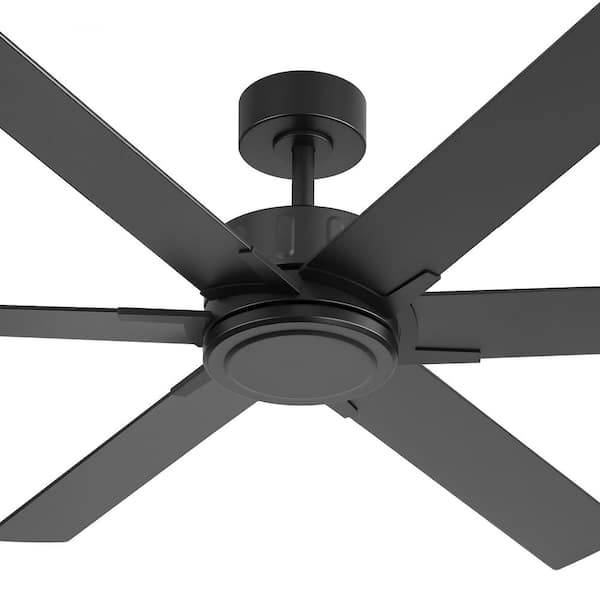 Sawyer 60 in. 6-Speed Black Standard Ceiling Fan with Downrod, Black/Brown Blade and Remote Included No Light