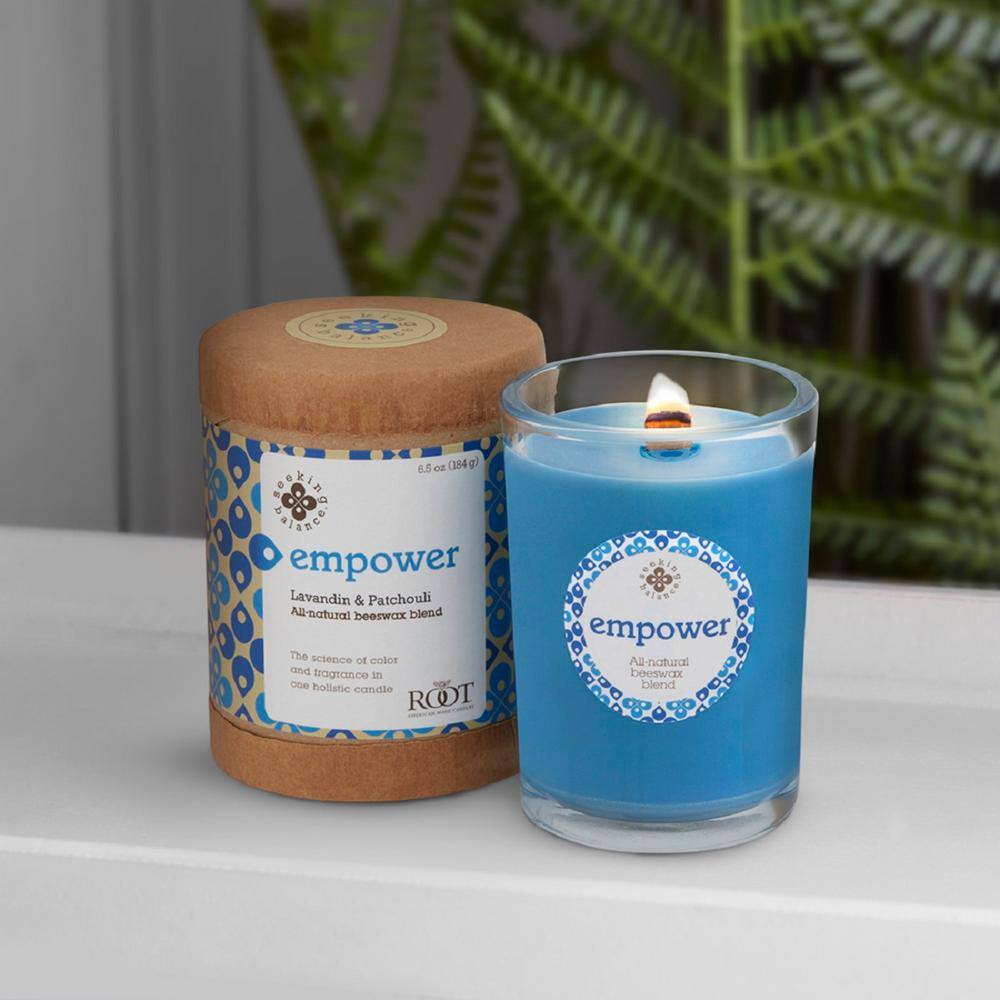 Empower Blue Glass Jar Scented Beeswax Soy Candle