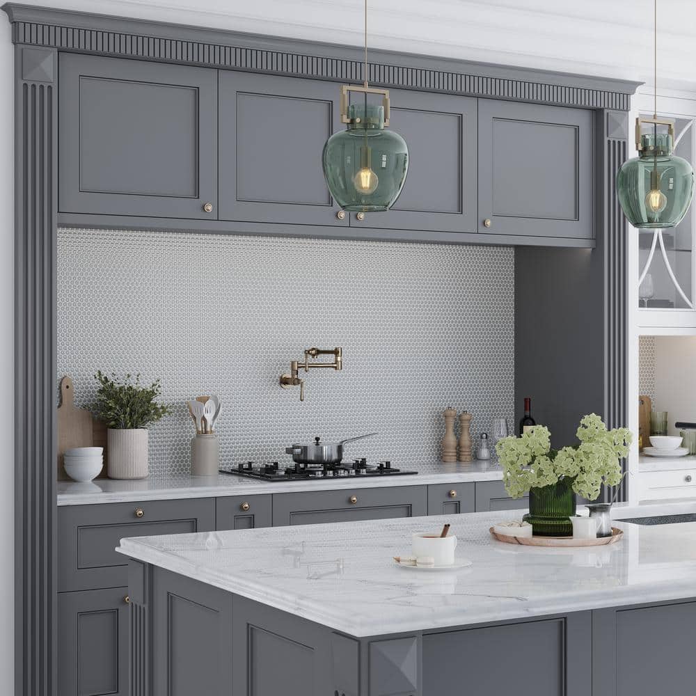 Portland Gray Glossy Porcelain Penny Round Mosaic Tile