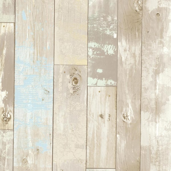 Brewster Dean Neutral Distressed Wood Panel Neutral Wallpaper Sample
