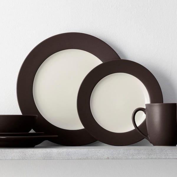 Colorwave Chocolate 11 in. (Brown) Stoneware Rim Dinner Plates, (Set of 4)