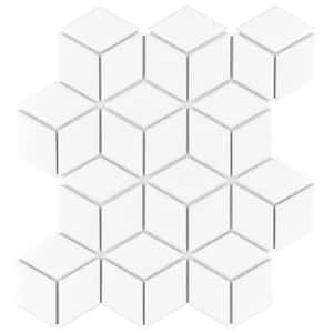 Metro Rhombus Glossy White 10-1/2 in. x 12-1/8 in. Porcelain Mosaic Tile (9.0 sq. ft./Case)