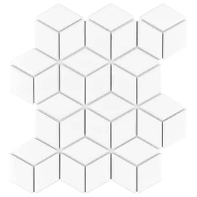 Metro Rhombus Glossy White 10-1/2 in. x 12-1/8 in. x 5 mm Porcelain Mosaic Tile (9.04 sq. ft. / case)