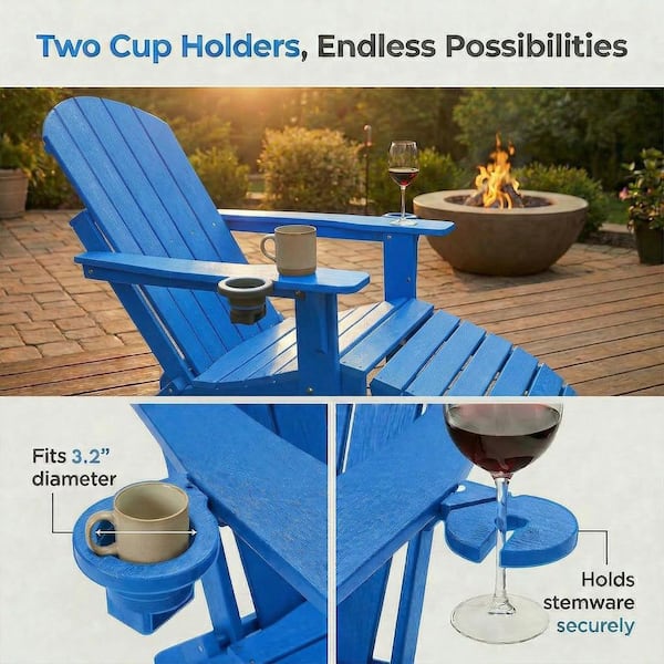 lohasco Blue HDPE Plastic Folding Adirondack Chair with