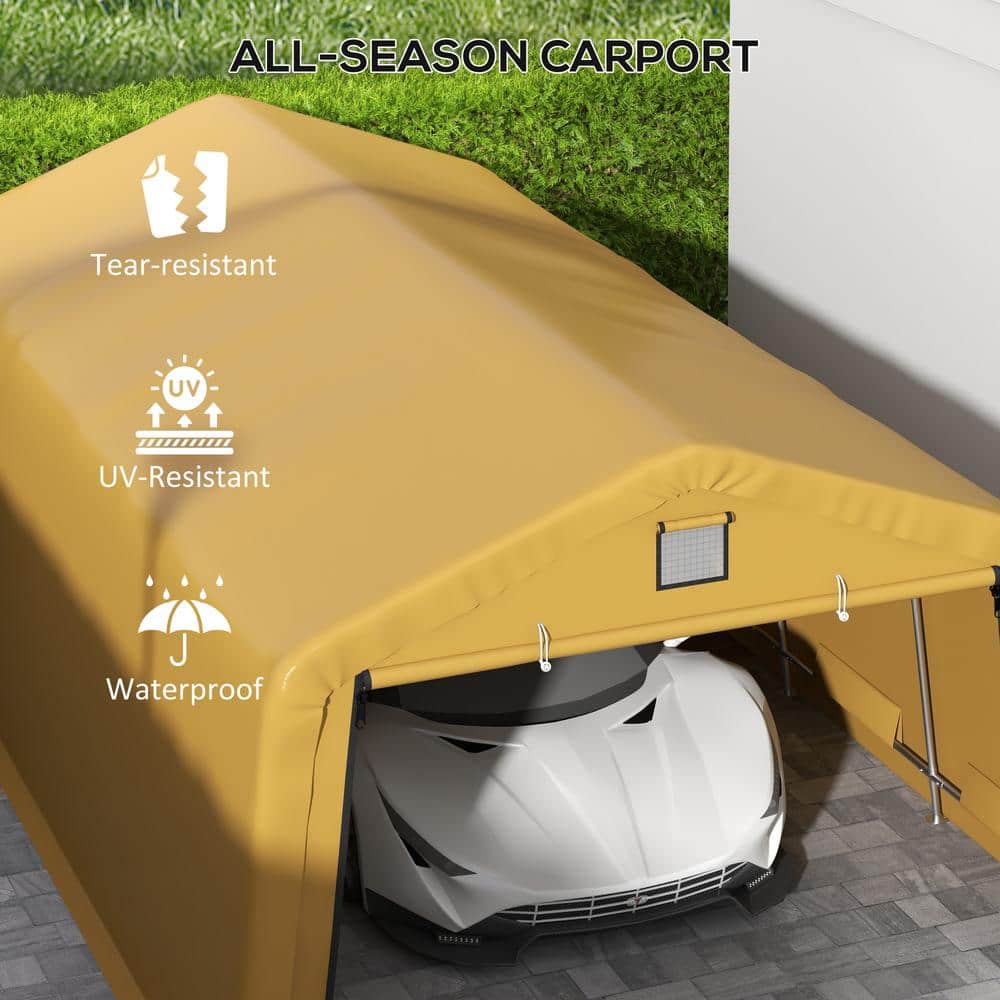 Beige 12' x 20' Portable Garage with Windows