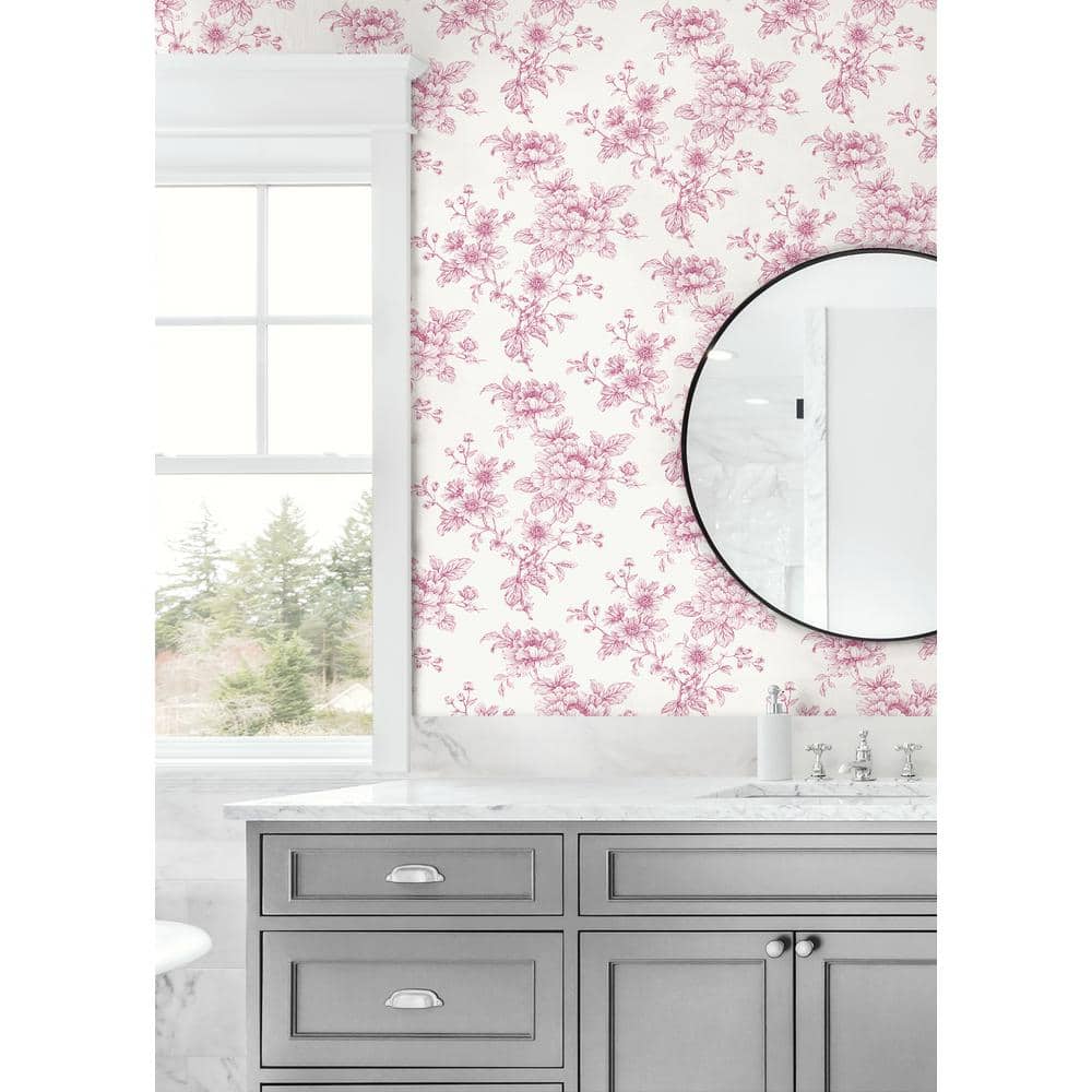 Pink Floral Self-Adhesive Vinyl Wallpaper Roll