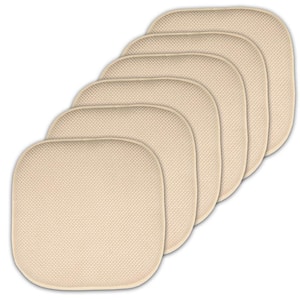 Linen, Honeycomb Memory Foam Square 16 in. x 16 in. Non-Slip Back Chair Cushion (6-Pack)