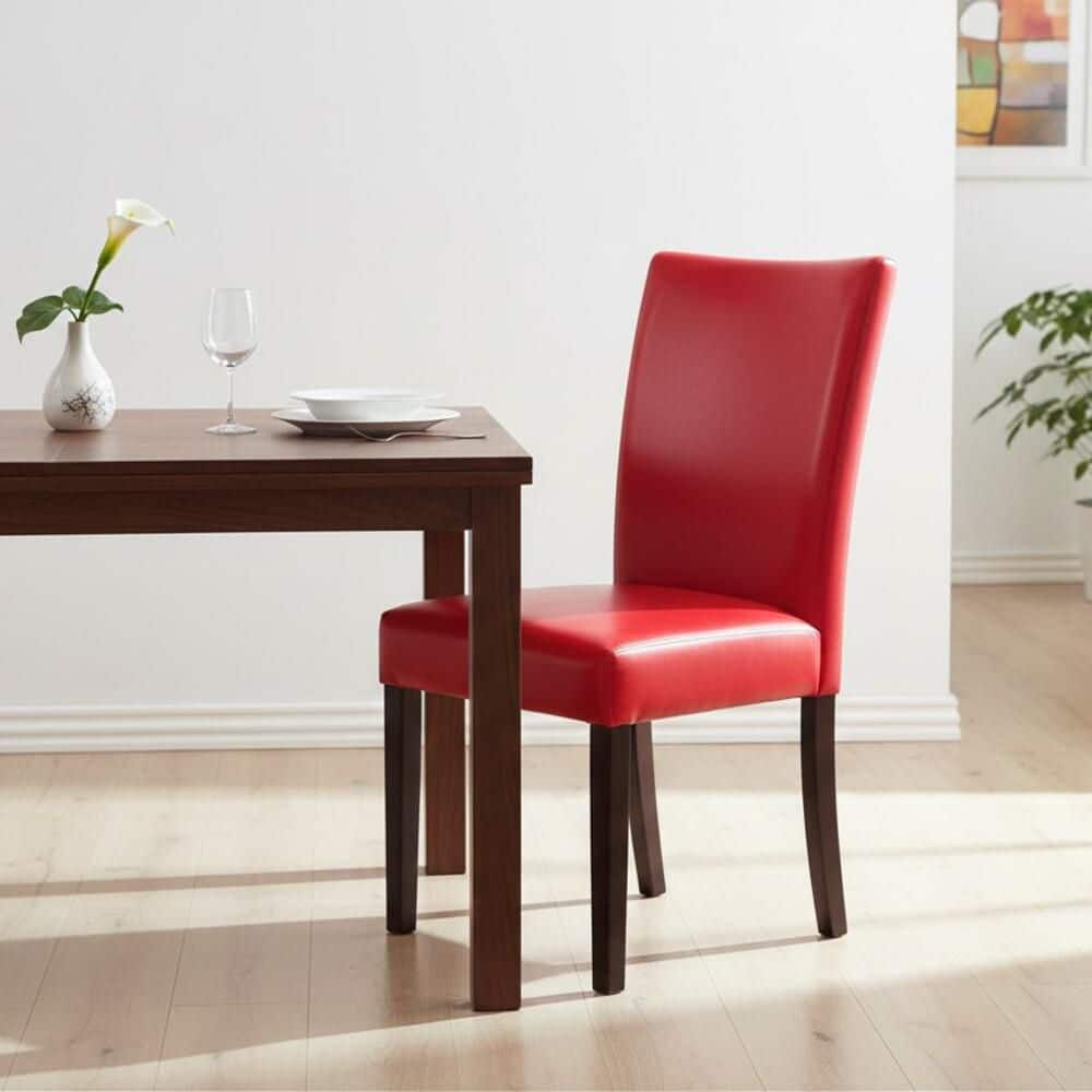 William's Home Furnishing Hagow Red and Black Faux Leather Side