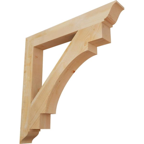 Ekena Millwork 6 in. x 48 in. x 48 in. Douglas Fir Merced Traditional Rough Sawn Bracket