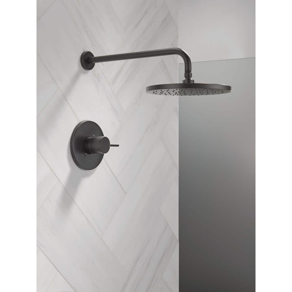 Matte Black Modern Rainfall Shower Faucet Set with Valve Trim Kit