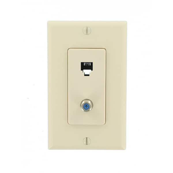 Leviton Almond 1-Gang Phone Jack Wall Plate (1-Pack)