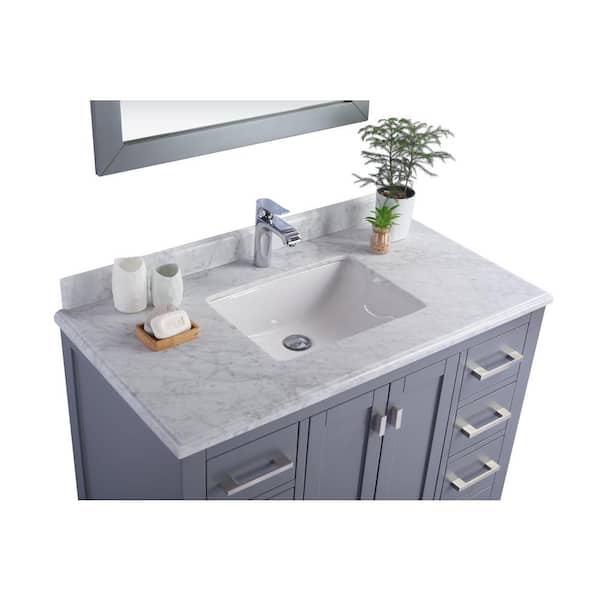 Laviva Wilson 42 in. W x 22 in. D x 34.5 in. H Bathroom Vanity in Grey with  White Carrara Marble Top 313ANG-42G-WC - The Home Depot