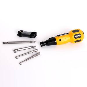 Electric and Manual Duo USB Rechargeable Screw Driver in Yellow with 4 Bits