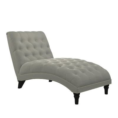 Cara Snuggler Dove Gray Linen Tufted Chaise Lounge