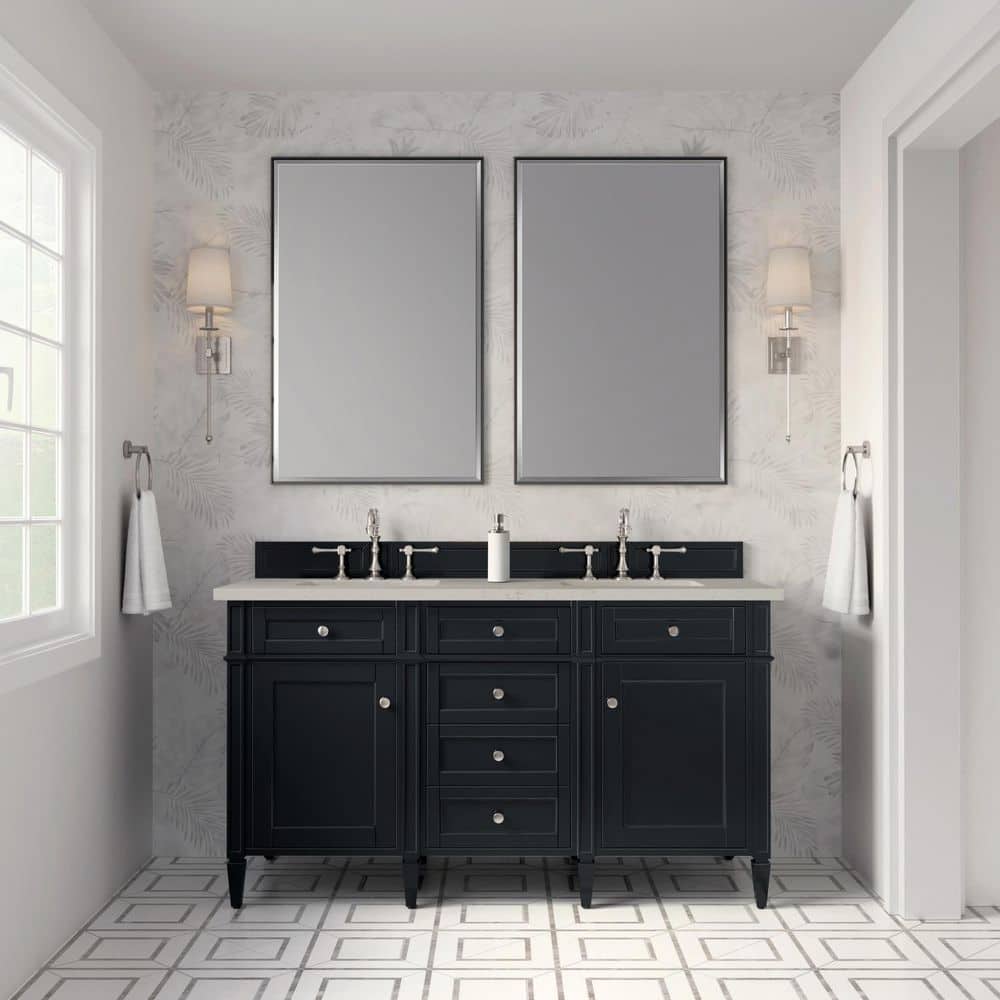 Brittany 60.0 in. Double Bath Vanity in Black Onyx with Siberian Wireless Charging Quartz Top price history on PriceWatchPro