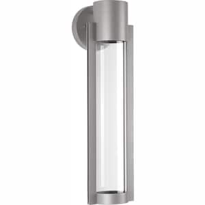 Z-1030 LED Collection 1-Light Metallic Gray Clear Glass Modern Outdoor Medium Wall Lantern Light