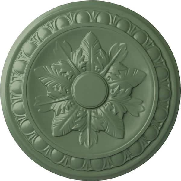 Ekena Millwork 17-3/4" x 1-1/8" Exeter Urethane Ceiling (Fits Canopies upto 3-1/8"), Hand-Painted Athenian Green