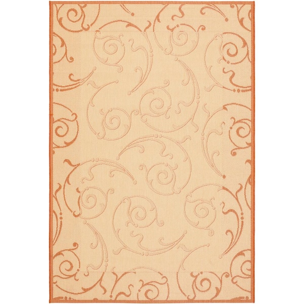 SAFAVIEH Courtyard Natural/Terracotta 5 ft. x 8 ft. Border Indoor/Outdoor Patio  Area Rug