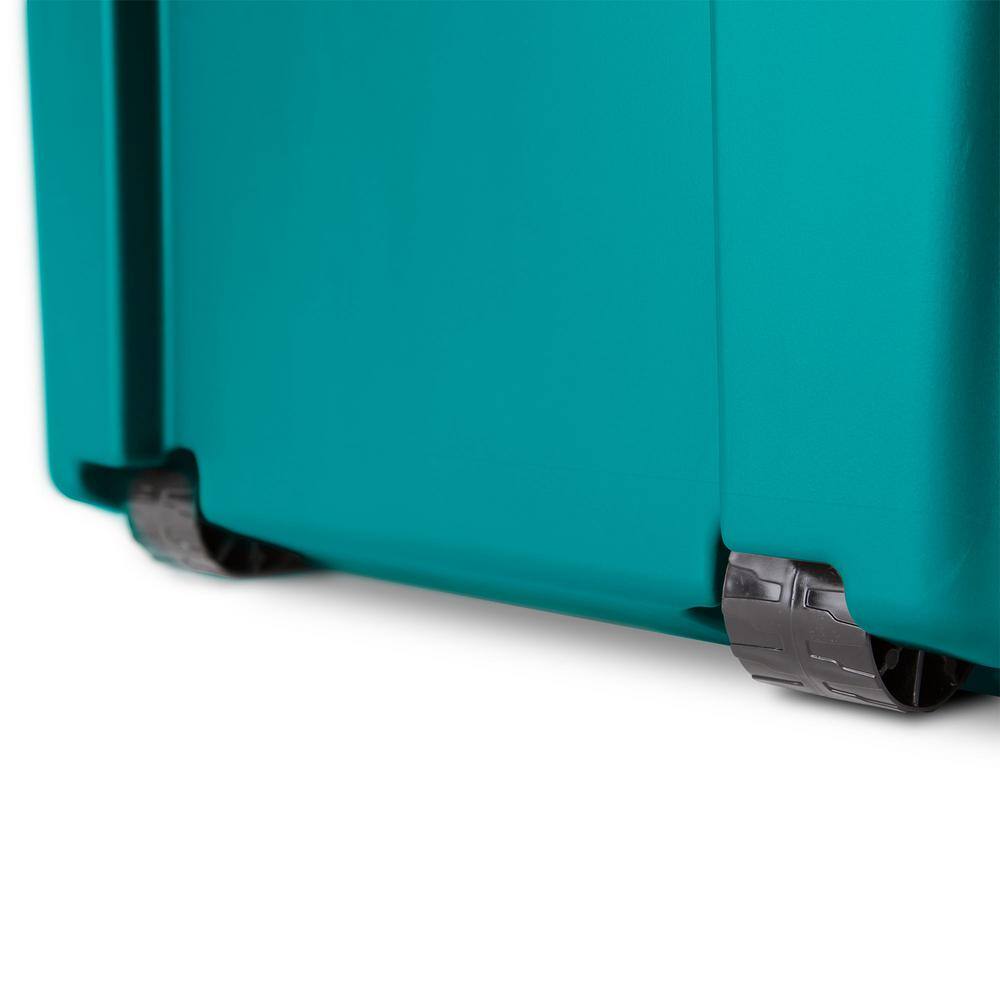 Teal Plastic Wheeled Footlocker Storage Container, 2 Pack, 16 Gallon