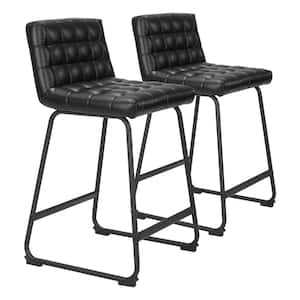 Pago 26.2 in. Solid Back Plywood Frame Counter Stool with Faux Leather Seat - (Set of 2)