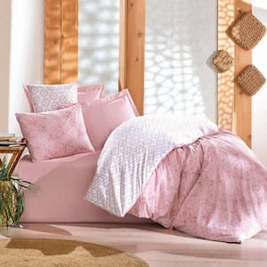Peach Girl Cotton Duvet Cover Set Pink, Full Size Duvet Cover, 1-Duvet Cover, 1-Fitted Sheet and 2-Pillowcases
