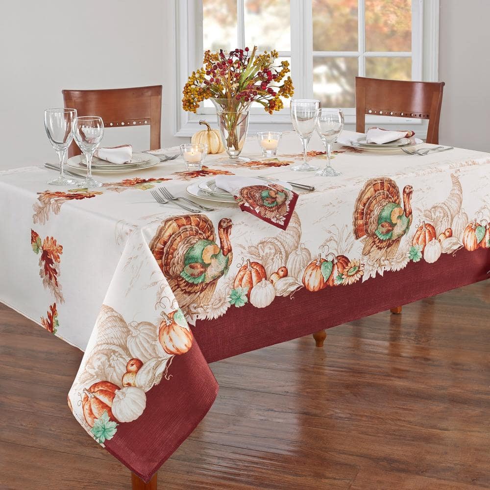 "Holiday Turkey Bordered Fall Tablecloth, Multicolor - 60""W x 144""L" price history on PriceWatchPro